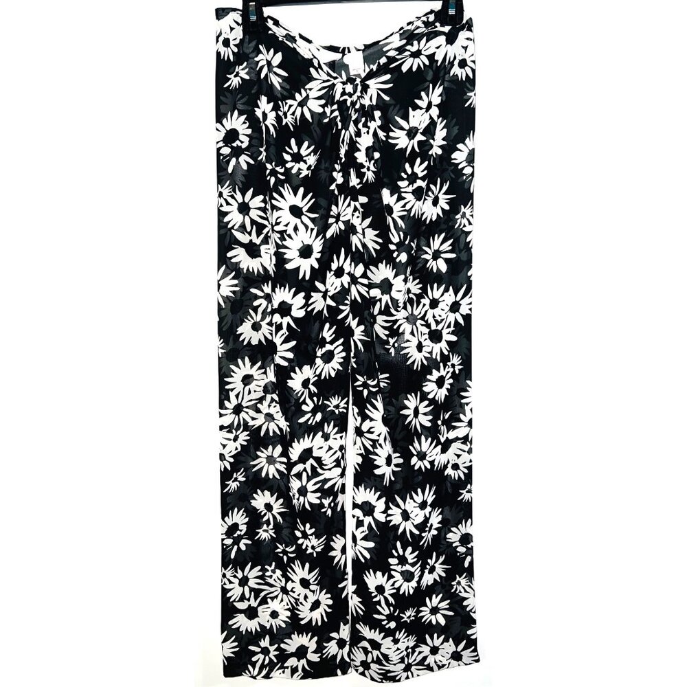 Victorias Secret Black & White Floral Print Sheer Pants Womens Size Small
